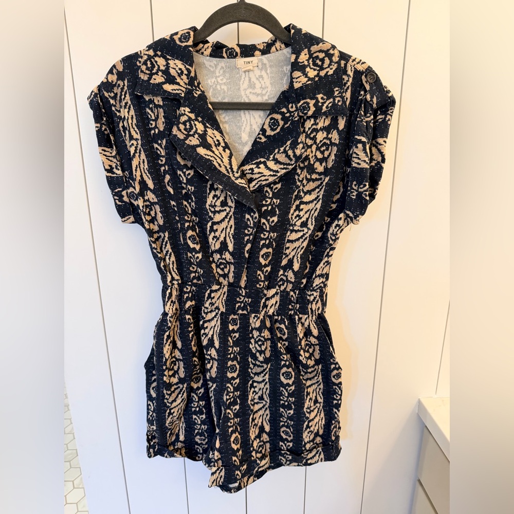Navy and beige romper